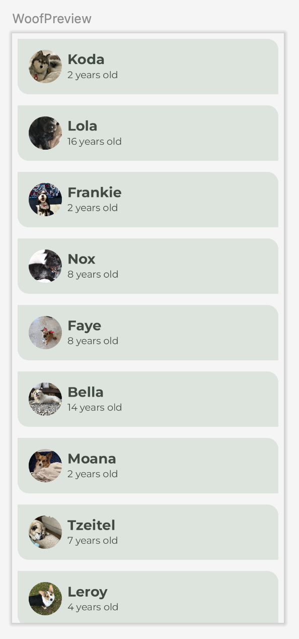 Pratinjau Woof  Pratinjau Woof dengan tipografi