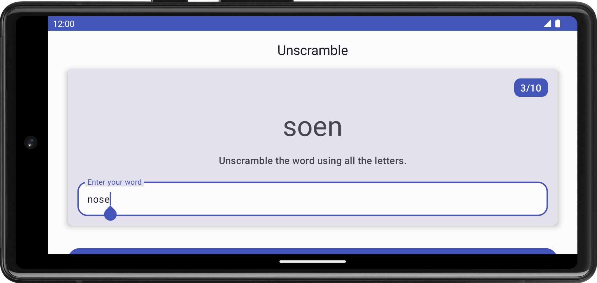 game screen in landscape mode with all state intact like word count and textfield 4134470d435581dd.png