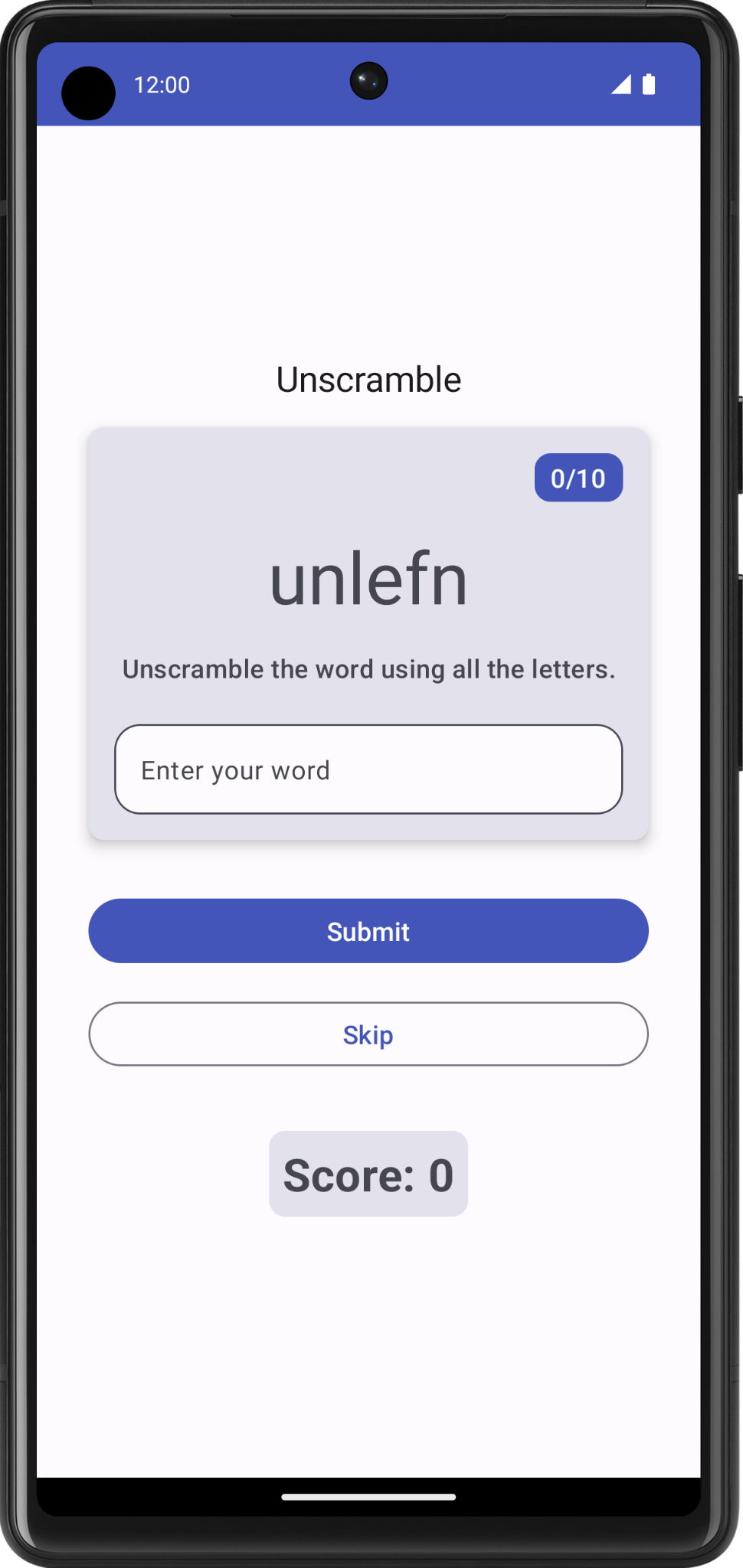 Game screen with a scrambled word 6d93a8e1ba5dad6f.png
