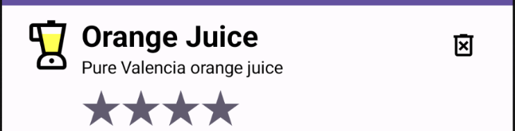 Item da lista com detalhes do suco