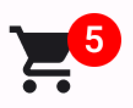 Un'implementazione del badge che contiene il numero di articoli in un carrello degli acquisti.