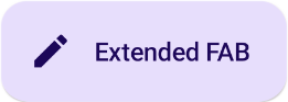 تنفيذ ExtendedFloatingActionButton يعرض النص "زر موسّع" ورمز تعديل.
