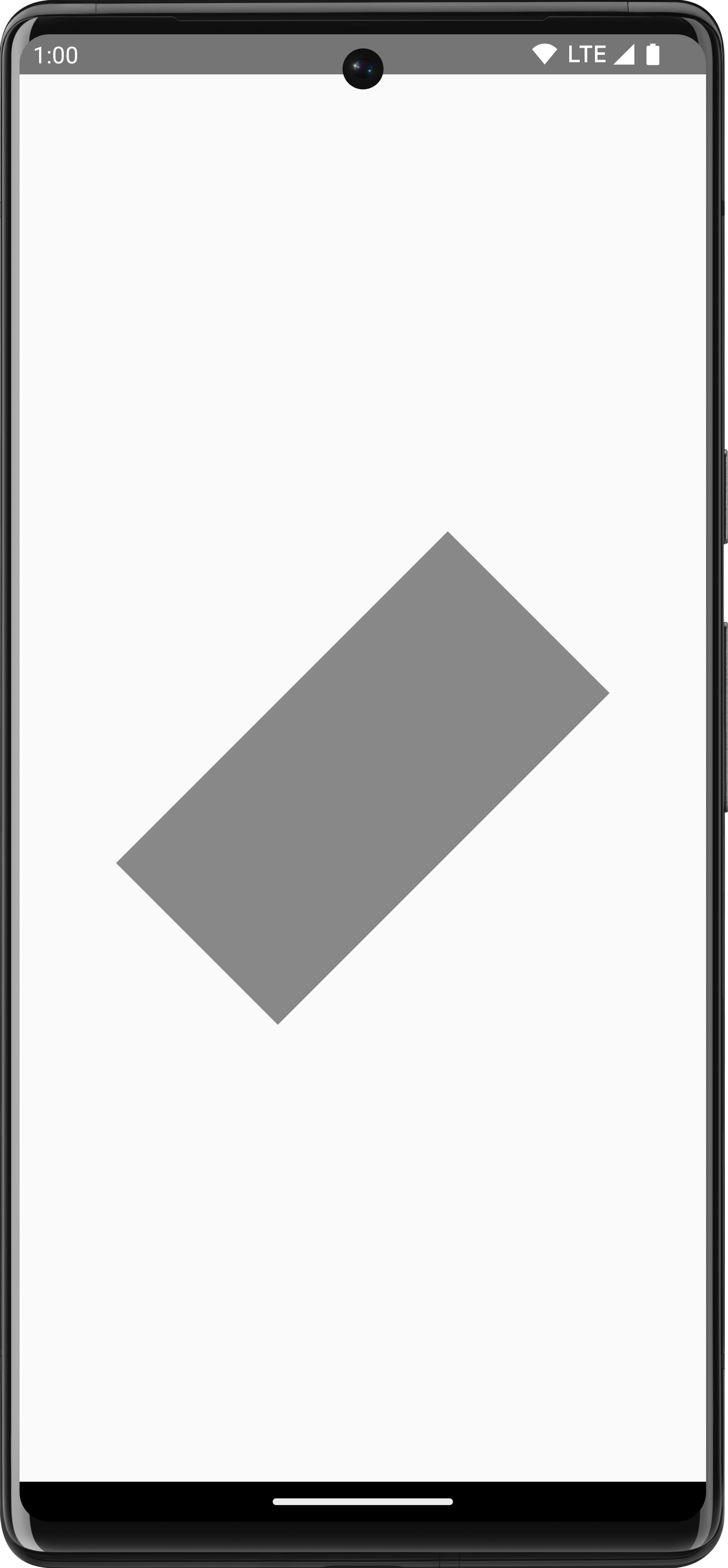 Téléphone affichant un rectangle incliné à 45 degrés au centre de l'écran