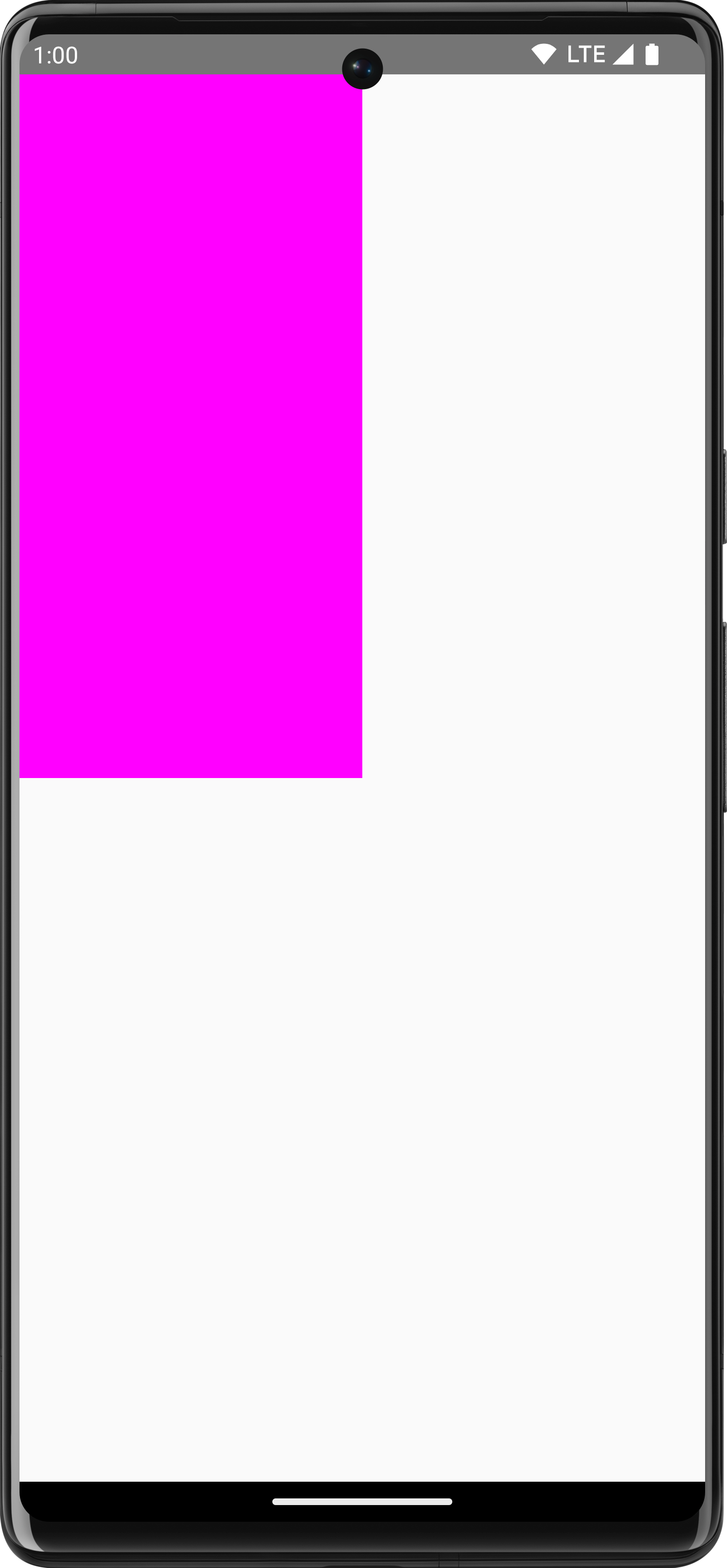 Rectangle rose dessiné sur fond blanc et occupant un quart de l'écran
