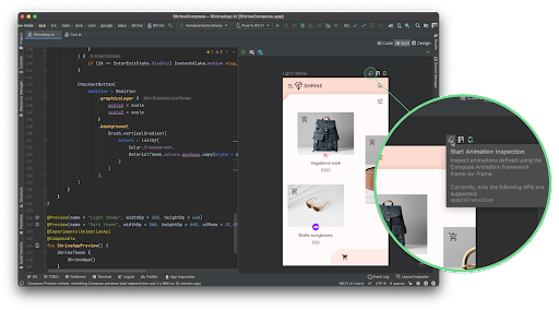 Ícone &quot;Iniciar prévia de animação&quot; na janela Design