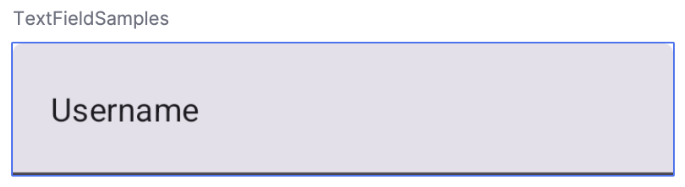 टेक्स्ट फ़ील्ड के अंदर Username टेक्स्ट वाला एक TextField.