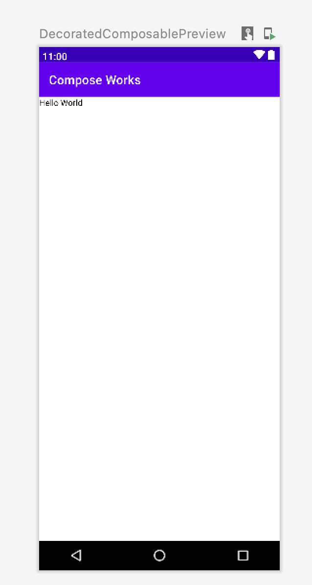 一个预览窗口,其中显示了一个具有状态栏和操作栏的 activity。