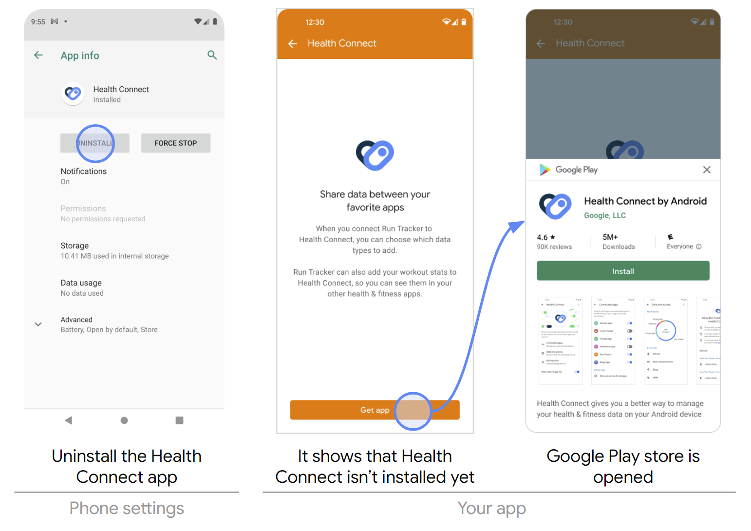Próba integracji z Health Connect podczas odinstalowania