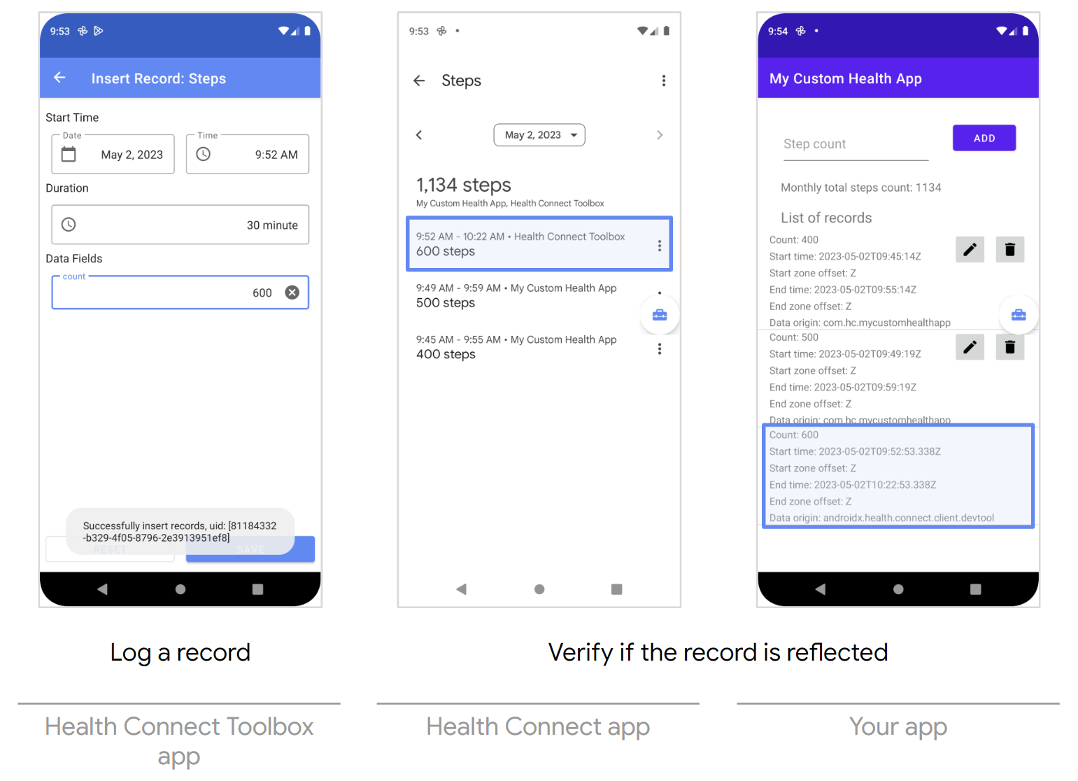 Leggere i dati della tua app