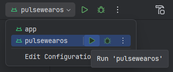 Una imagen que muestra el botón de ejecución de la app para Wear OS