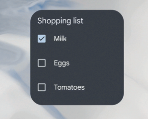 Durumlu davranışı gösteren alışveriş listesi widget'ı örneği