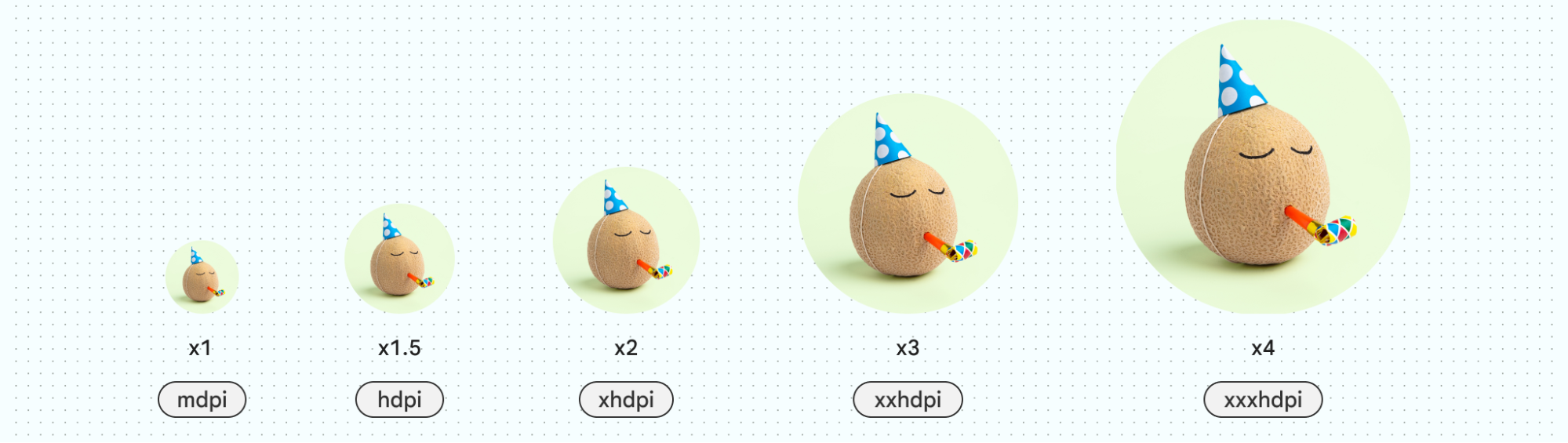 דוגמה לגדלי רזולוציה של תמונות ולתוויות של קטגוריות.