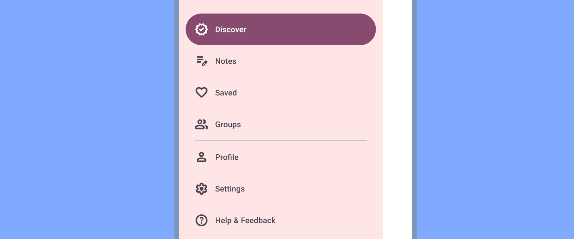 측면 탐색 메뉴의 설정