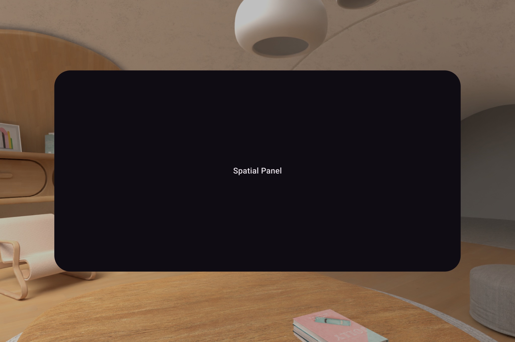 Esempio di pannello dell'interfaccia utente spaziale