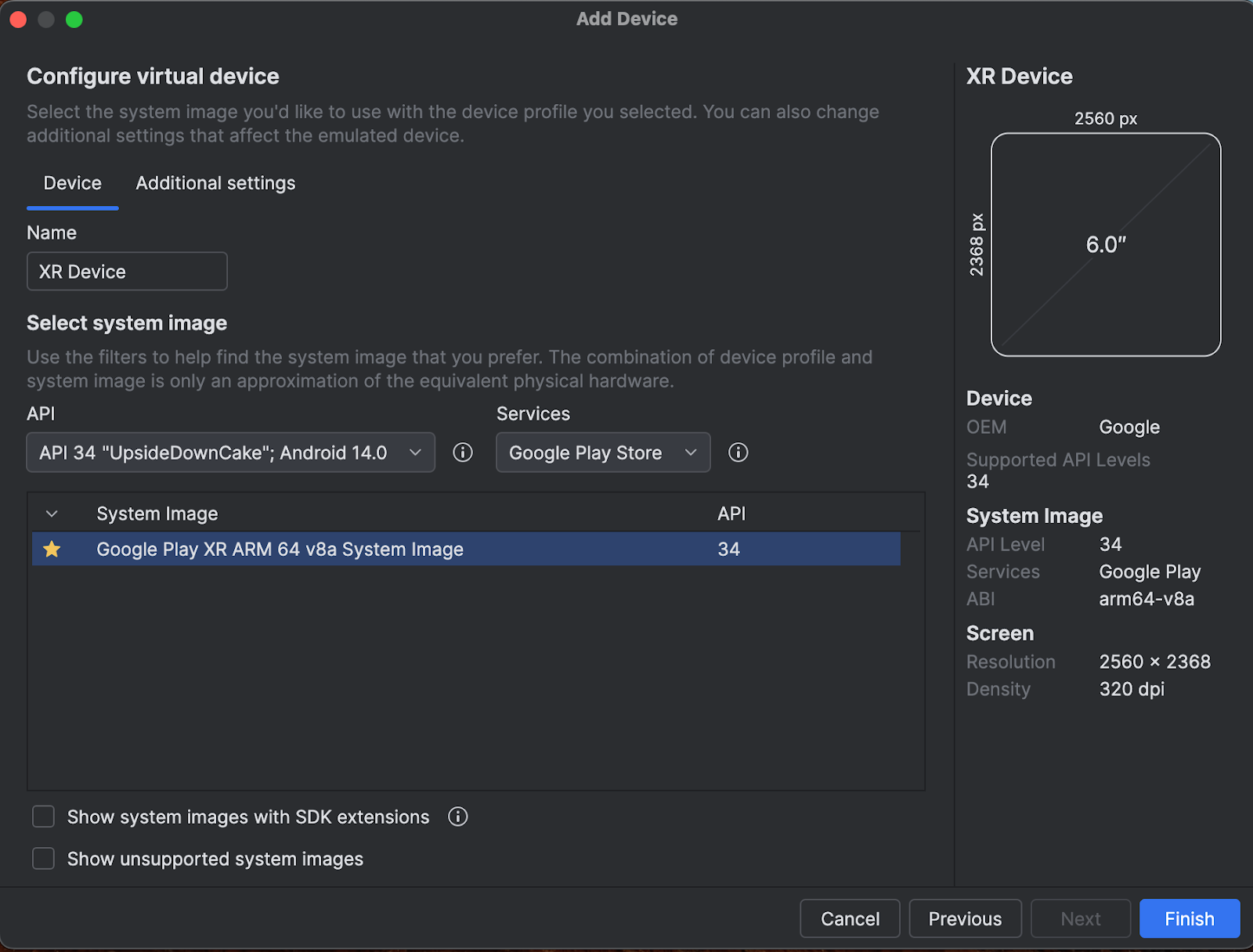 Android Studio में Android वर्चुअल डिवाइस की स्क्रीन कॉन्फ़िगर करना