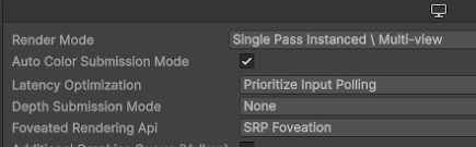 Configurações do Unity para renderização foveada