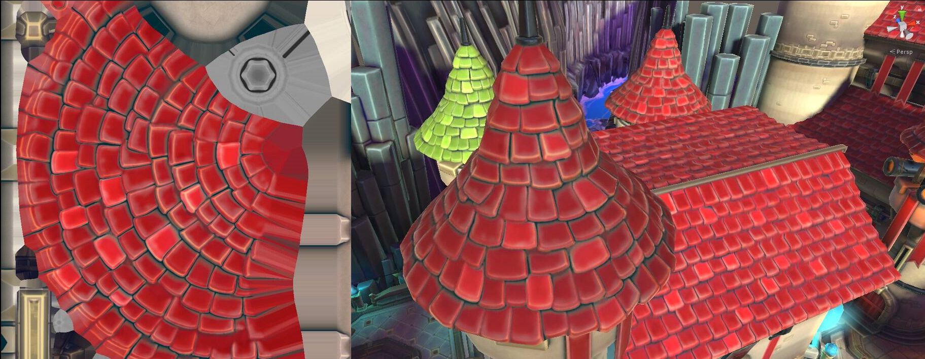 הטמעה של הדגשות אפייה ושל חסימת אור סביבתי במרקם דיפוזי