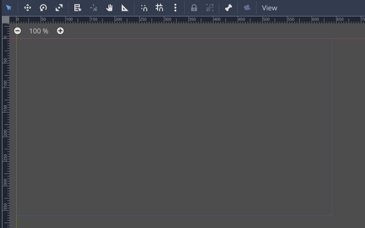 Rectangle de résolution de base dans la vue 2D de l'éditeur Godot