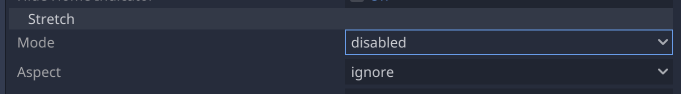Paramètres d'étirement du projet dans Godot