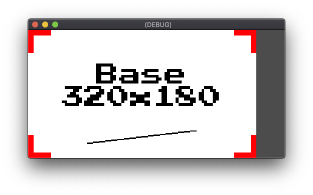 Fenêtre d'affichage en mode étiré, avec format étiré "expand" et une résolution d'écran de 512 x 256