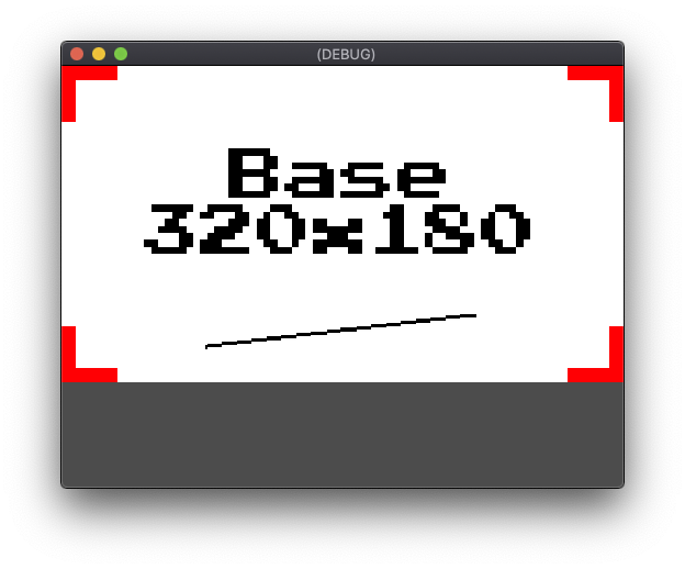 Fenêtre d'affichage en mode étirement, format étiré keep_width, avec une résolution d'écran de 512 x 384