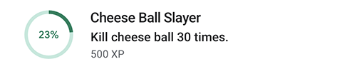 Un esempio di obiettivo incrementale che mostra l&#39;avanzamento del giocatore al 23%.