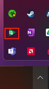 Windows 11 के टास्कबार का स्क्रीनशॉट. छिपे हुए आइकॉन दिखाने के लिए, कैरेट इमेज को चुना गया है. साथ ही, 