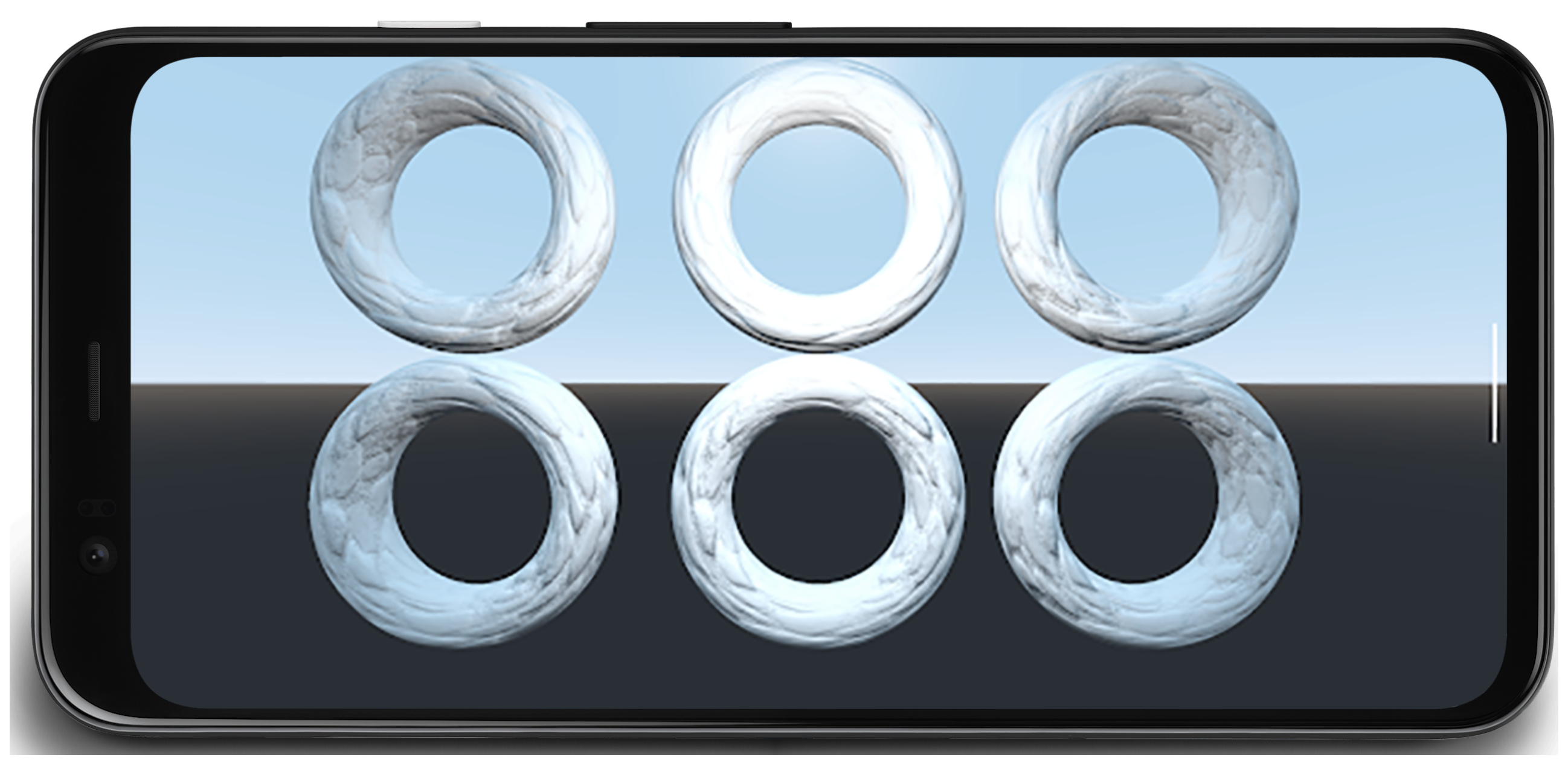 Przykładowa scena z 6 pierścieniami i 19-metrowymi wierzchołkami