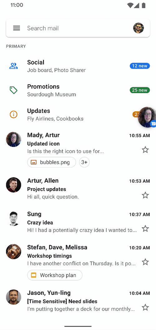 If a notification meets the conversation requirements, the platform
launches it as a bubble from the notification drawer.