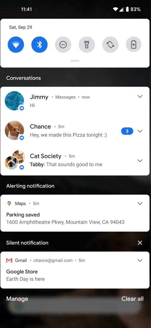 The conversation space is a dedicated notification area for real-time
conversations between humans.