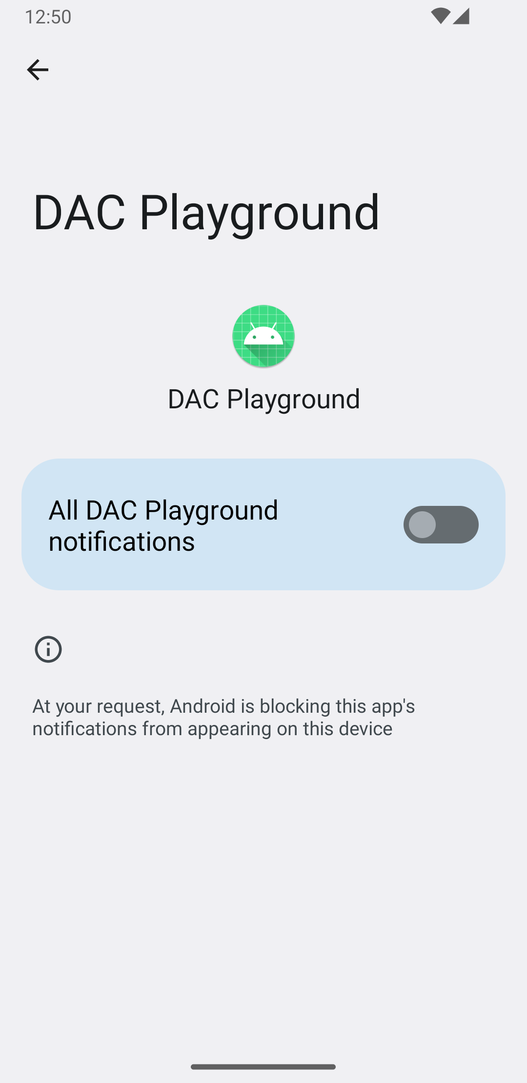 Une image montrant l'écran "Infos sur l'appli" et l'écran des notifications de votre application.