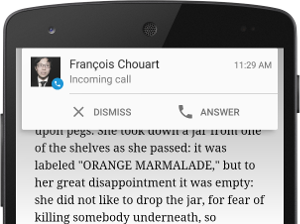 Section supérieure de l'appareil mobile affichant une alerte de notification prioritaire