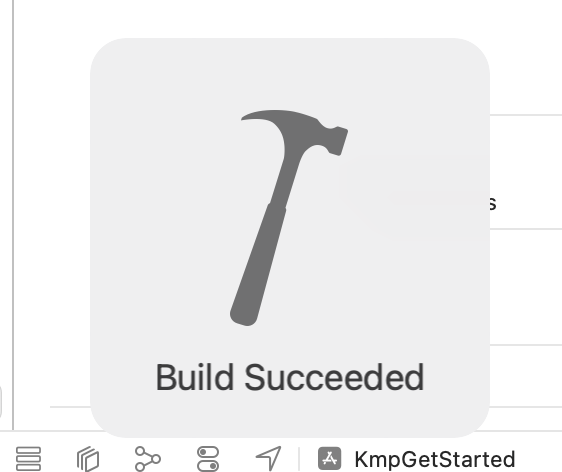 Wyświetlana w Xcode informacja o udanej kompilacji