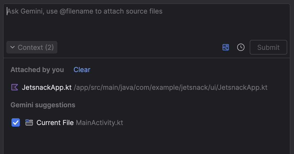 File allegati manualmente e suggeriti da Gemini