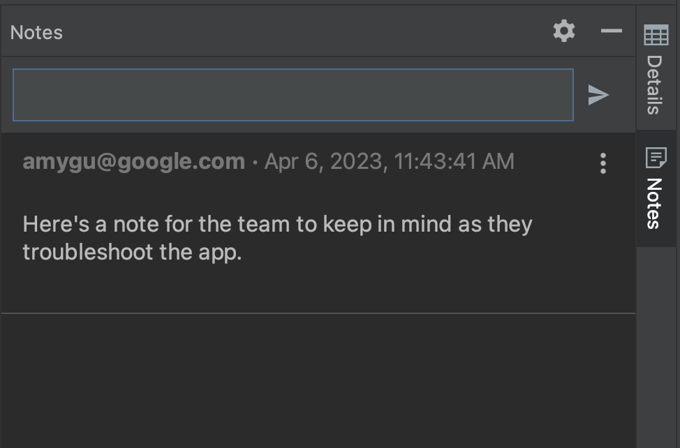 پانل یادداشتهای Insights کیفیت برنامه.