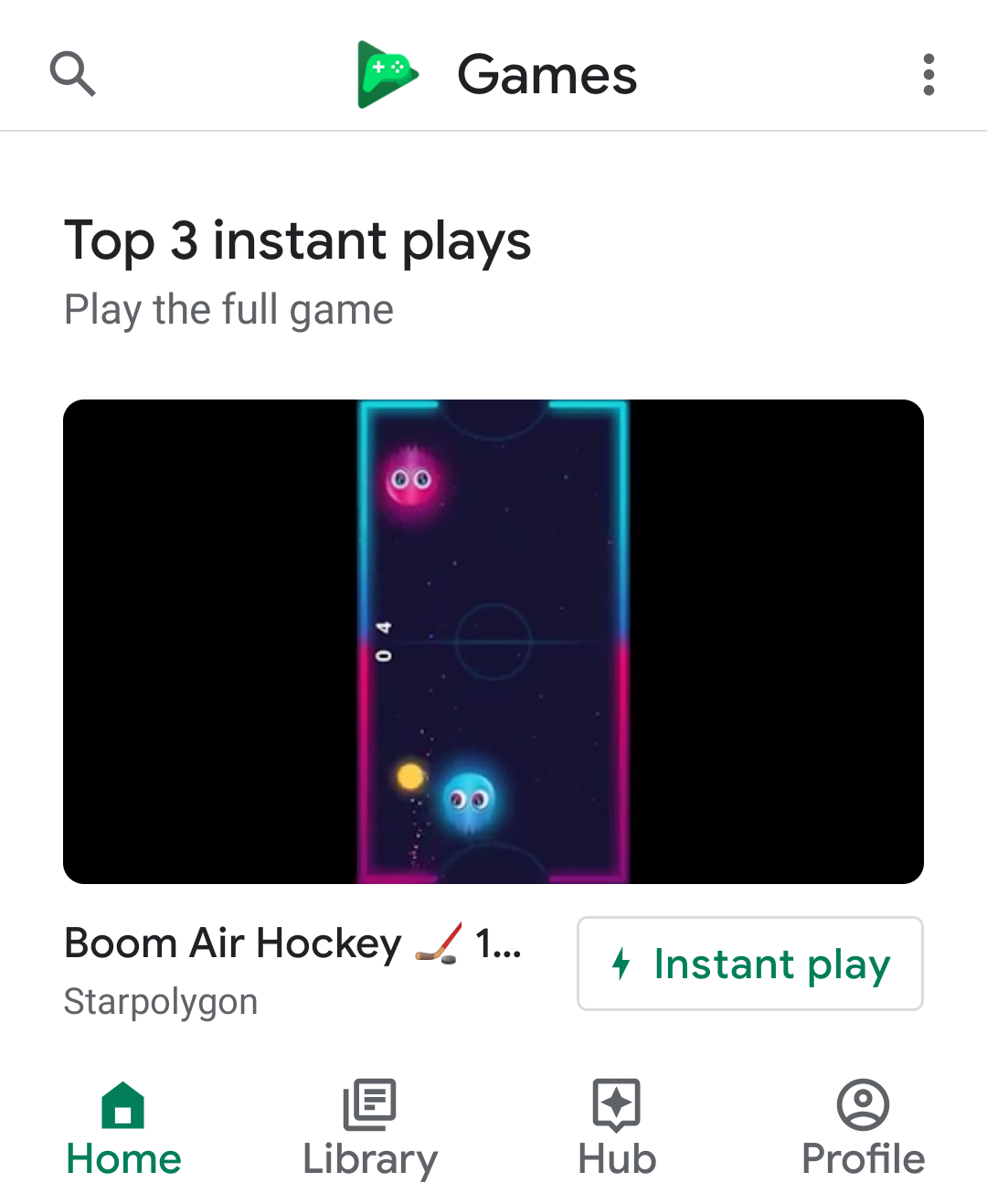 Google Play Games uygulamasında &quot;Anında oynama&quot; düğmesi görünür.
