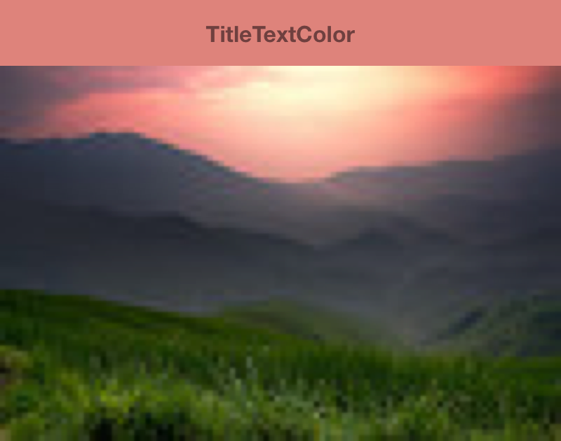Obraz przedstawiający zachód słońca i pasek narzędzi z elementem TitleTextColor