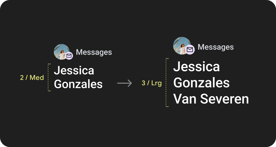 مثال على استخدام مساحة الشاشة لتحسين إمكانية الاطّلاع السريع