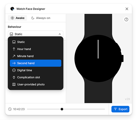 The 'Second hand' option is near the middle of the list