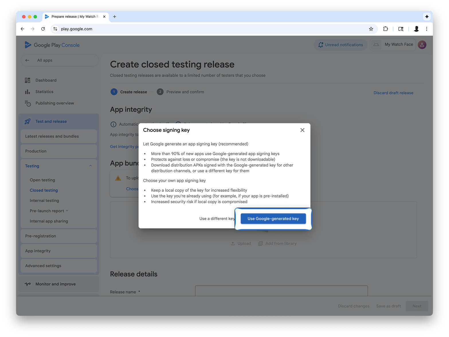 Button is on the right