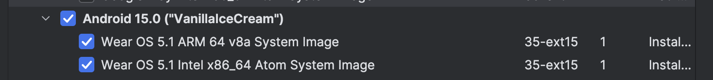 &quot;تظهر صور إصدار المحاكي ضمن مجموعة صور الإصدارات لنظام التشغيل Android API 35&quot;